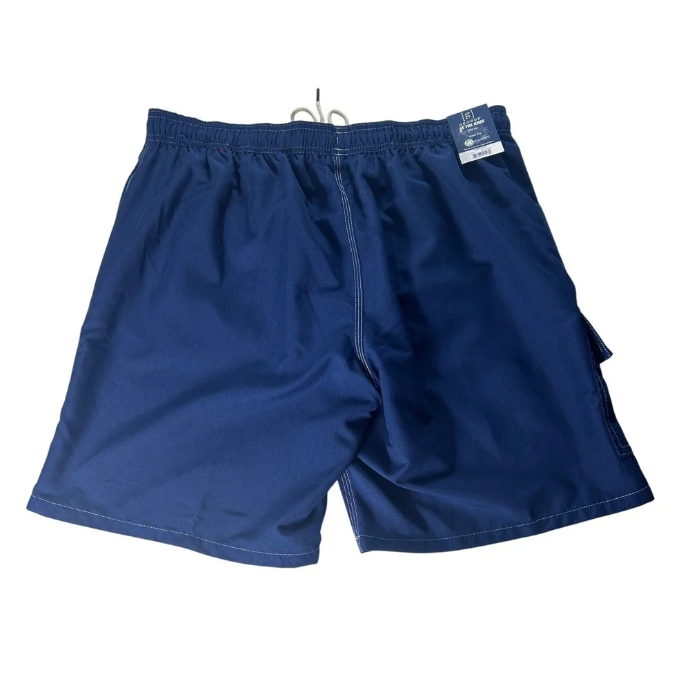 George Mens‎ Navy Blue Cargo Board Shorts Quick Dry UPF 50+ 9 Inch Inseam NWT